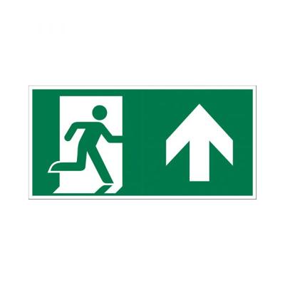 Bord Nooduitgang rechtdoor/naar boven - 150x300 mm.