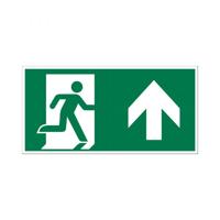 Bord Nooduitgang rechtdoor/naar boven - 150x300 mm. - thumbnail