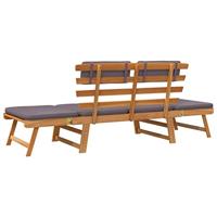Ligbed met kussen 2-in-1 190 cm massief acaciahout - thumbnail