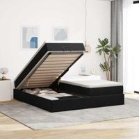 Ottoman bed met matrassen 160x200cm fluweel zwart - thumbnail