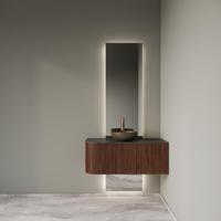 Badkamermeubelset Gliss Design Alluro 100 cm Rechts Walnut - thumbnail