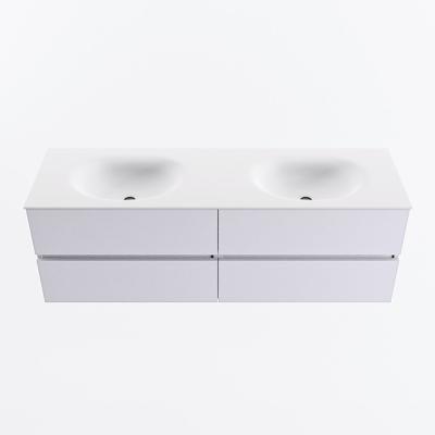 MONDIAZ VICA 150cm badmeubel onderkast Cale 4 lades. Wastafel MOON dubbel 2 kraangaten, kleur Talc.