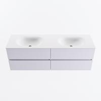 MONDIAZ VICA 150cm badmeubel onderkast Cale 4 lades. Wastafel MOON dubbel 2 kraangaten, kleur Talc. - thumbnail