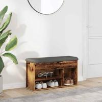 Schoenenbank 82x32x45,5 cm bewerkt hout oud houtkleurig - thumbnail