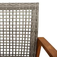 Tuinstoelen 2 st poly rattan en acaciahout grijs - thumbnail