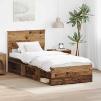 Bedframe met hoofdeinde Oudhout 90 x 200 cm Massief grenenhout - thumbnail