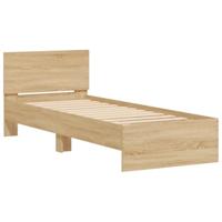 Bedframe met hoofdbord en LED sonoma eikenkleurig 75x190 cm - thumbnail