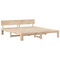 Bedframe met hoofdeinde Naturel 180 x 200 cm Massief grenenhout - thumbnail