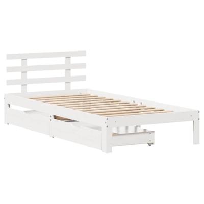 Bedframe met lades massief grenenhout wit 90x200 cm