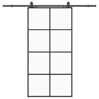Schuifdeur met beslagset 102,5x205 cm ESG glas zwart - thumbnail