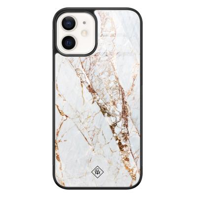 iPhone 12 glazen hardcase - Marmer goud iPhone 12 glazen hardcase - Marmer goud