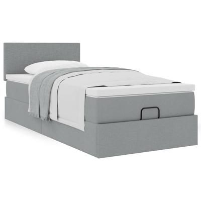 Bed met matras 140x190 cm stof lichtgrijs