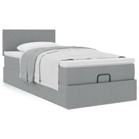 Ottoman bed met matras 90x190cm stof lichtgrijs - thumbnail