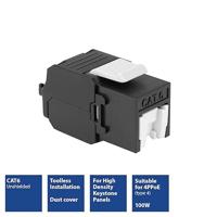 ACT Keystone Jack RJ45 CAT6 Unshielded toolless met shutter. zwart - thumbnail
