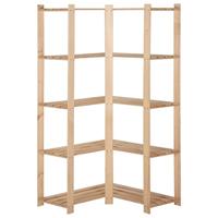 Hoekopbergrek 5-laags 82,5x82,5x170 cm massief grenenhout - thumbnail