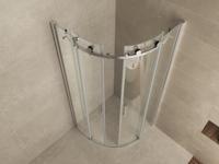 Wiesbaden Entra cabine kwartrond met 2 schuifdeuren 900x900x2000x8 mm nano helder glas/chroom - thumbnail