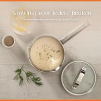 ELLE Gourmet Moderne Steelpan met Deksel - Ø 16 cm - Zonder anti-aanbaklaag - RVS - thumbnail