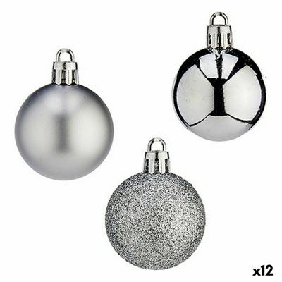 Set kerstballen 4 cm Zilverkleurig Plastic (12 Stuks)
