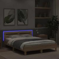 Bedframe met hoofdeinde en LED sonoma eikenkleurig 150x200 cm - thumbnail