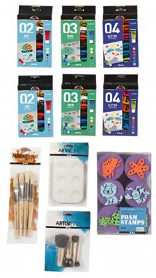 A Color acrylverf en kwasten A Color acrylverf en kwasten