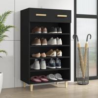 Schoenenkast 60x35x105 cm bewerkt hout zwart - thumbnail