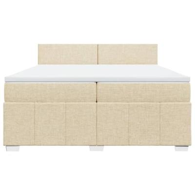 Boxspring met matras stof crèmekleurig 200x200 cm