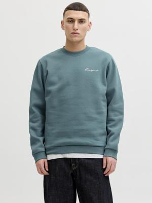 Jack & Jones Jcodust Script Sweat Crew Neck Sweater 5035707 North Atlantic