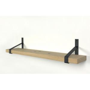 Eiken wandplank massief recht 120 x 20 cm inclusief plankdragers Eiken wandplank massief recht 120 x 20 cm inclusief plankdragers