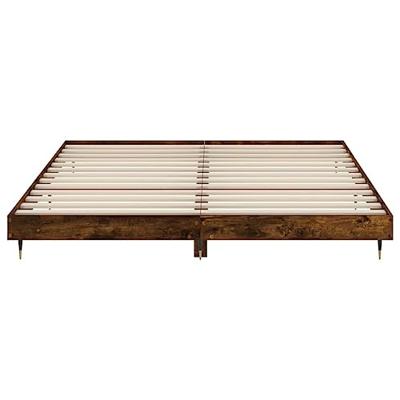 Bedframe bewerkt hout gerookt eikenkleurig 200x200 cm Bedframe bewerkt hout gerookt eikenkleurig 200x200 cm