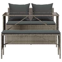 3-delige Tuinset met kussens poly rattan grijs - thumbnail