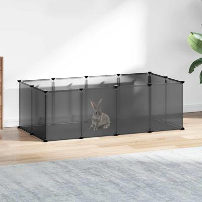 VidaXL Dierenhok klein 144x74x46,5 cm polypropeen en staal zwart VidaXL Dierenhok klein 144x74x46,5 cm polypropeen en staal zwart