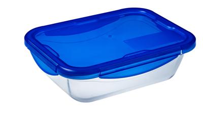 Pyrex Cook & Go Glazen Ovenschaal + Deksel 24x18x6 cm Transparant/Blauw
