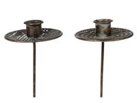 Kandelaar op pin metaal Ø8.5x18.5cm - thumbnail