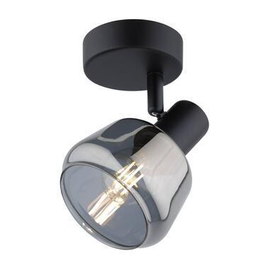 Spot Noah - smoke glas zwart - E14 - Leen Bakker