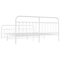Bedframe met hoofd- en voeteneinde metaal wit 200x200 cm - thumbnail