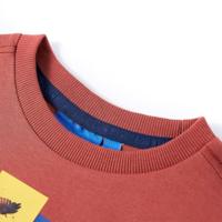 Kindershirt met lange mouwen rund en vogelprint 92 hennakleurig - thumbnail