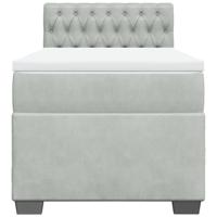 Boxspring met matras fluweel lichtgrijs 100x200 cm - thumbnail