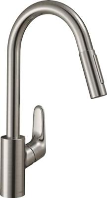 Hansgrohe Focus keukenkraan met uittrekbare vuistdouche RVS look 31815800