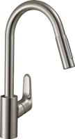 Hansgrohe Focus keukenkraan met uittrekbare vuistdouche RVS look 31815800 - thumbnail