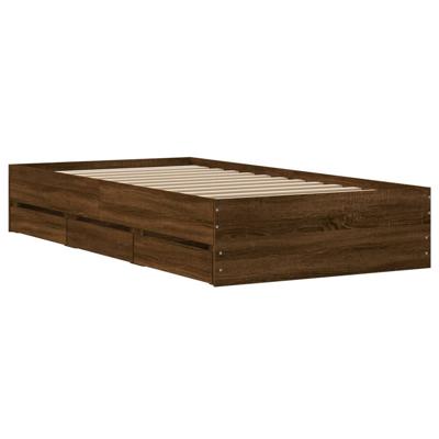 Bedframe met lades bewerkt hout bruin eikenkleur 100x200 cm