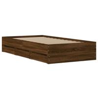 Bedframe met lades bewerkt hout bruin eikenkleur 100x200 cm - thumbnail