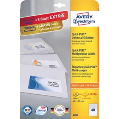 Etiket avery 4780 48.5x25.4mm wit 1000st