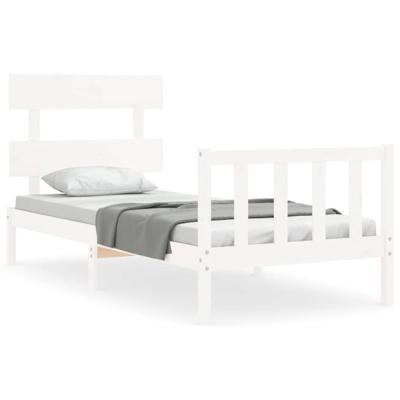 Bedframe zonder matras massief grenenhout wit 90x200 cm