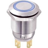 TRU COMPONENTS TC-8904668 LAS1-GQ-11E/B/12V Vandalismebestendige druktoets 250 V/AC 3 A 1x uit/(aan) Moment Blauw 1 stuk(s) - thumbnail