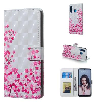 Sakura patroon 3D horizontale Flip lederen case voor Huawei P30 lite met houder & kaartsleuven & foto frame & portemonnee