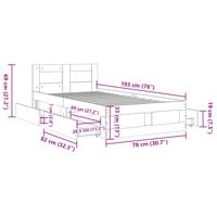 Bedframe met hoofdbord bewerkt hout sonoma eiken 75x190 cm - thumbnail
