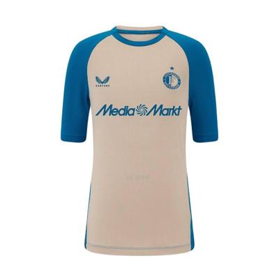 Castore Feyenoord Pre-Match Trainingsshirt 2025-2026 Kids Donkerblauw Grijs