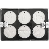 Creativ Company Ornamenten om te hangen, afm 7x7 cm, dikte 0,6 cm, wit, 6 stuk/ 1 doos - thumbnail