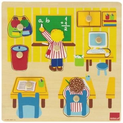 Goula vormenpuzzel Op School junior 28 cm hout 7 stukjes Goula vormenpuzzel Op School junior 28 cm hout 7 stukjes