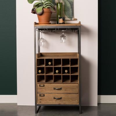 ZILT Industrieel Wijnkastje 'Joba' Dennenhout, 112 x 56cm